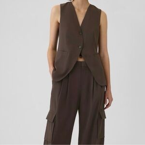 Plus size Gap Brown Tailored Vest and Cargo Pants Set